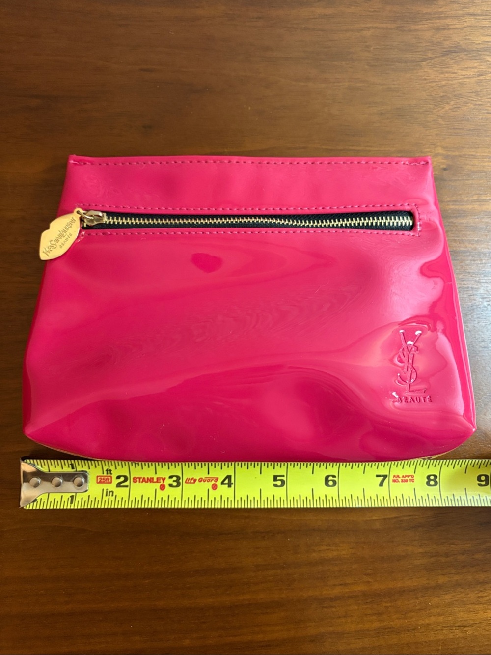 Yves Saint Laurent Hot Pink Patent Cosmetic Pouch with Gold Zip - Picture 7 of 11